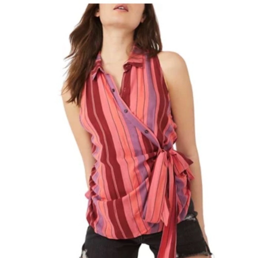 FP Free People Mackenzie Wrap Floral Combo Top NWT M PLUS FREE GIFT